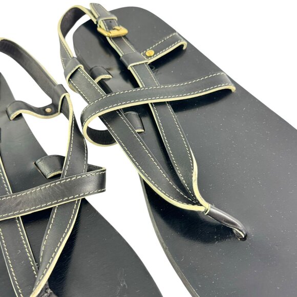 LOUIS VUITTON Black Leather Mens Thong Strappy Sandals Italy Marked as 12 - 13US - Picture 6 of 12